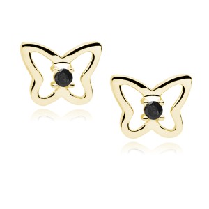 Cercei argint placati cu aur galben fluturasi cu pietre negre DiAmanti Z0695EG_B-DIA (Argint 925‰ 1,1 g.)